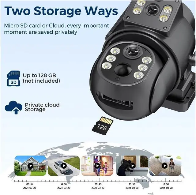 Alt view image 6 of 7 - 8MP 4K Dual Lens Solar WiFi Outdoor Security Camera