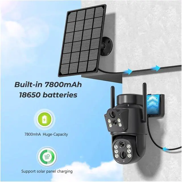 Alt view image 3 of 7 - 8MP 4K Dual Lens Solar WiFi Outdoor Security Camera