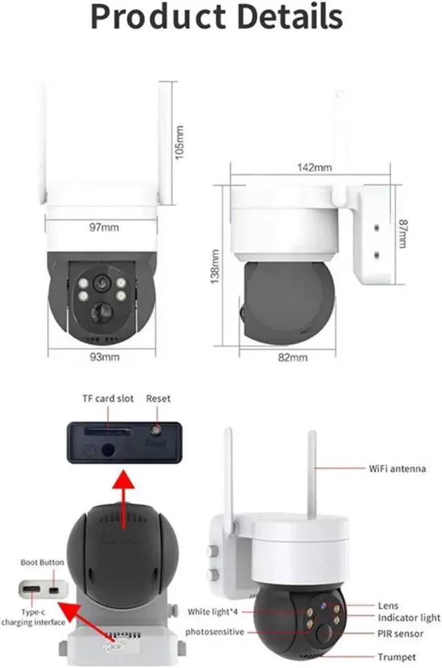 Alt view image 5 of 5 - Solar PTZ WiFi Security Camera Outdoor, HD Wireless Surveillance Cam with Solar Panel AI Human Detection ICSEE App(Black with 64GB)