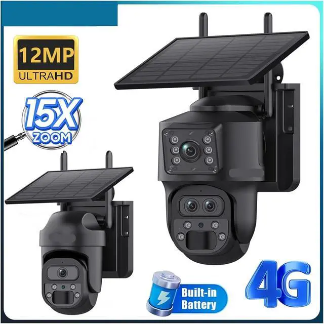Alt view image 3 of 7 - 12MP 15X Zoom 3 Lens 4G Solar PTZ Camera Ubox 7800mAh