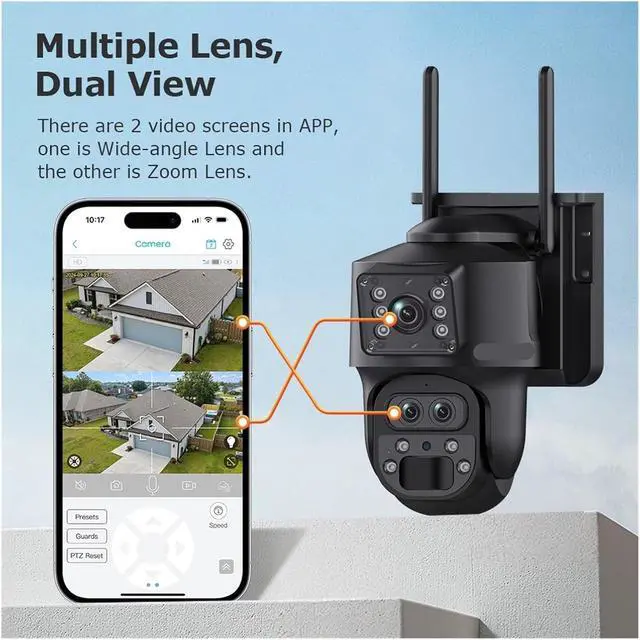 Alt view image 5 of 7 - 12MP 15X Zoom 3 Lens 4G Solar PTZ Camera Ubox 7800mAh