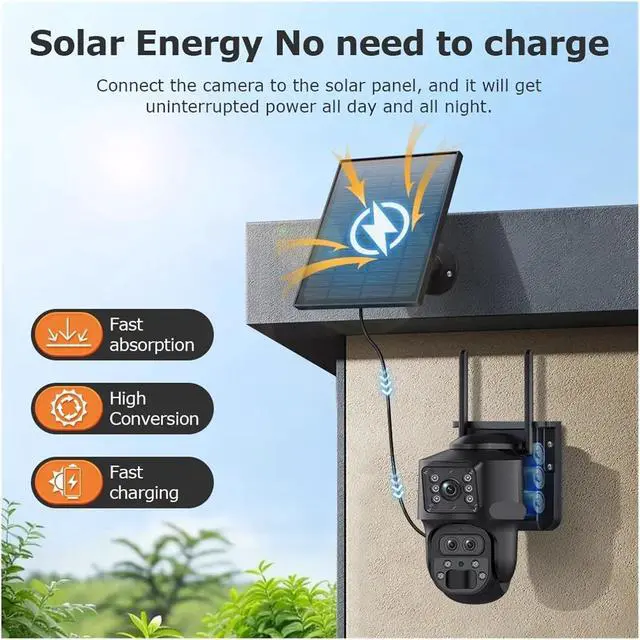 Alt view image 7 of 7 - 12MP 15X Zoom 3 Lens 4G Solar PTZ Camera Ubox 7800mAh