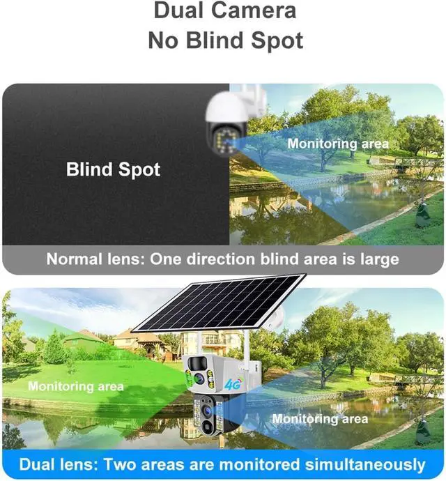 Alt view image 4 of 7 - 8MP 4K Dual Lens 4G WiFi Solar Camera V380 Pro