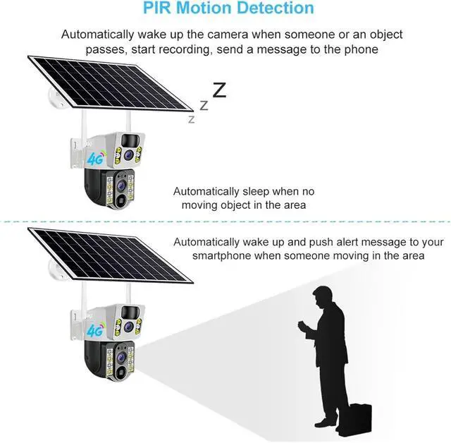 Alt view image 6 of 7 - 8MP 4K Dual Lens 4G WiFi Solar Camera V380 Pro