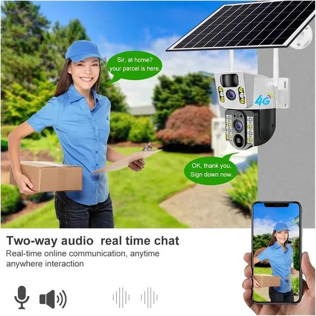 Alt view image 7 of 7 - 8MP 4K Dual Lens 4G WiFi Solar Camera V380 Pro