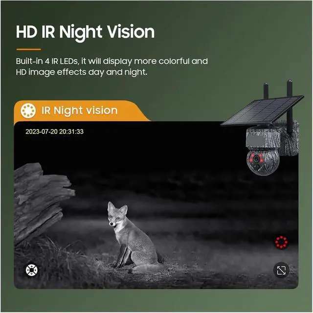 Alt view image 6 of 7 - 4MP/5MP 4G WiFi Solar PTZ Camera Two Way Audio
