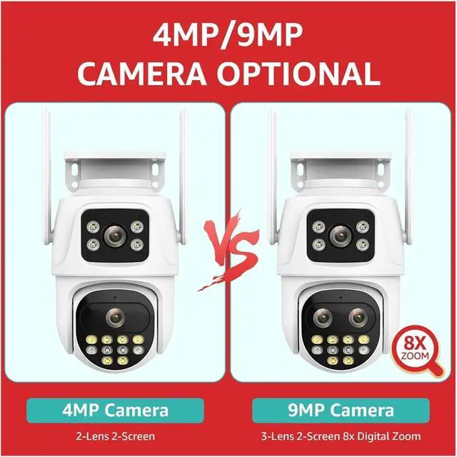 Alt view image 4 of 7 - 9MP Triple Lens PTZ WiFi Outdoor Security IP Camera