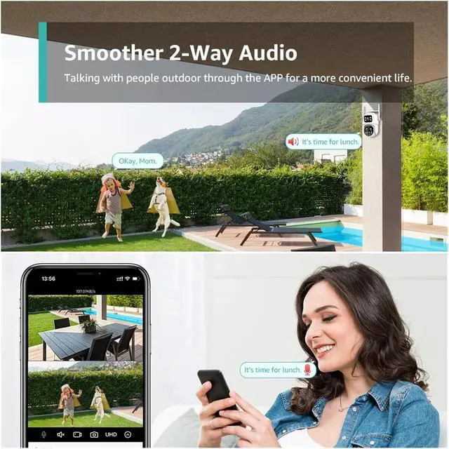Alt view image 5 of 7 - 9MP Triple Lens PTZ WiFi Outdoor Security IP Camera