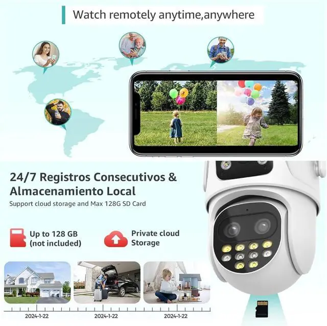 Alt view image 7 of 7 - 9MP Triple Lens PTZ WiFi Outdoor Security IP Camera