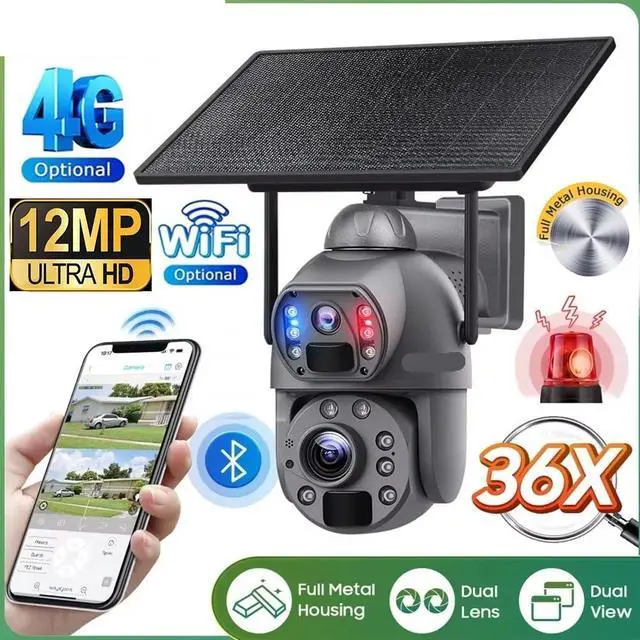 Alt view image 3 of 7 - 12MP 4G WiFi 360° Solar Outdoor Security Camera