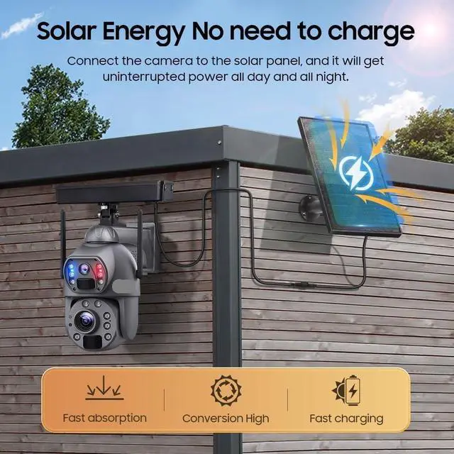 Alt view image 4 of 7 - 12MP 4G WiFi 360° Solar Outdoor Security Camera