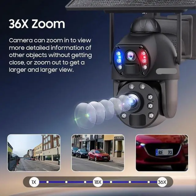 Alt view image 6 of 7 - 12MP 4G WiFi 360° Solar Outdoor Security Camera