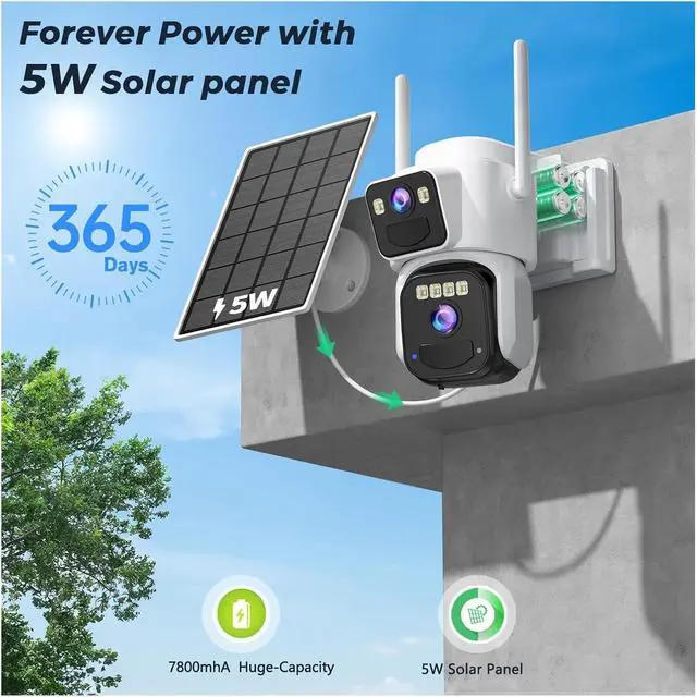 Alt view image 2 of 6 - 8MP Dual Lens Solar WiFi Outdoor Security IP Camera
