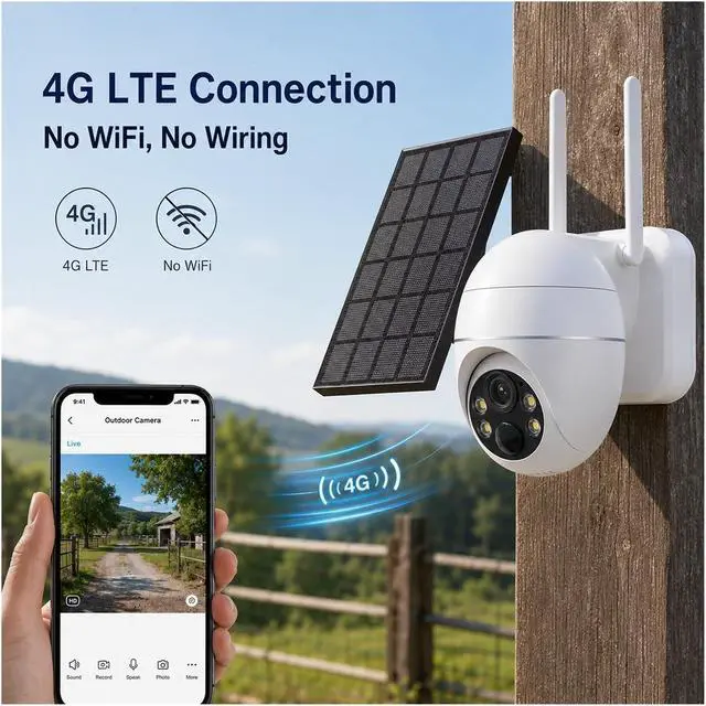 Alt view image 2 of 7 - 5MP Solar 4G LTE PTZ Outdoor Security Camera
