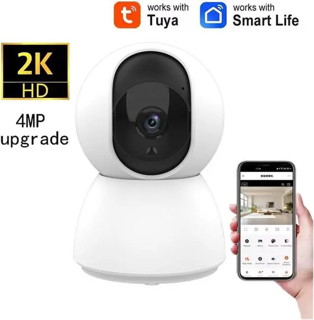 Alt view image 2 of 6 - 4MP 2K Tuya WiFi Indoor PTZ Security IP Camera