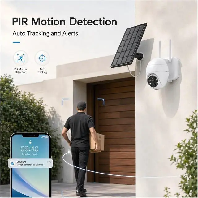 Alt view image 6 of 7 - 5MP Solar 4G LTE PTZ Outdoor Security Camera