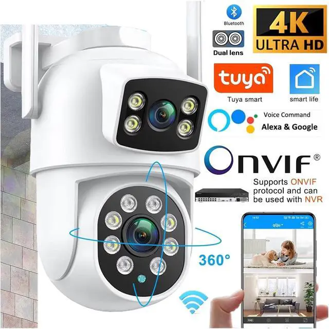 Alt view image 3 of 7 - 8K Dual Screen PTZ Tuya WiFi Outdoor Security IP Camera