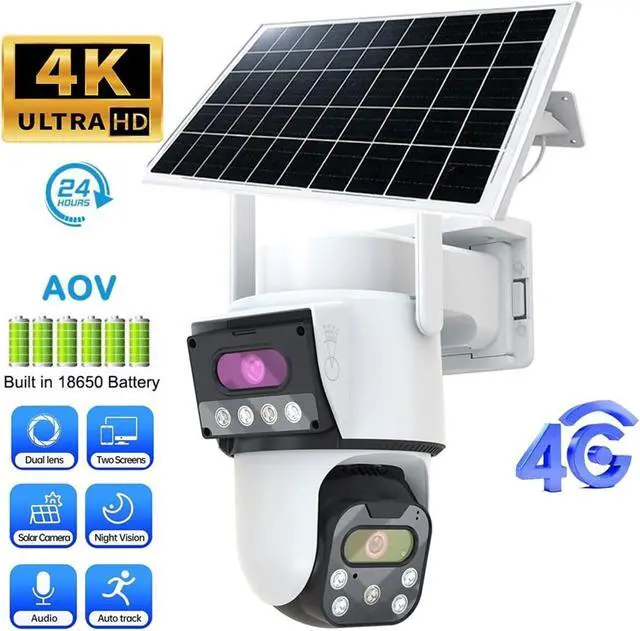 Alt view image 3 of 7 - 8MP Dual Lens 4G SIM Low Power Solar Security Camera