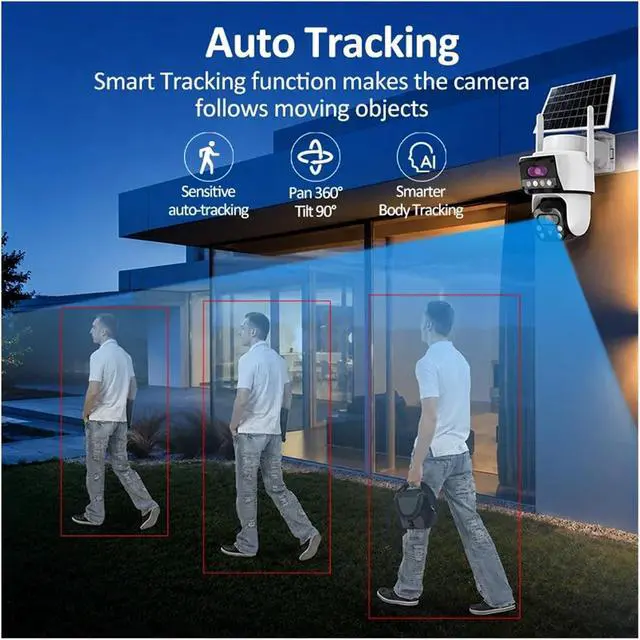 Alt view image 6 of 7 - 8MP Dual Lens 4G Solar PTZ Outdoor Security IP Camera