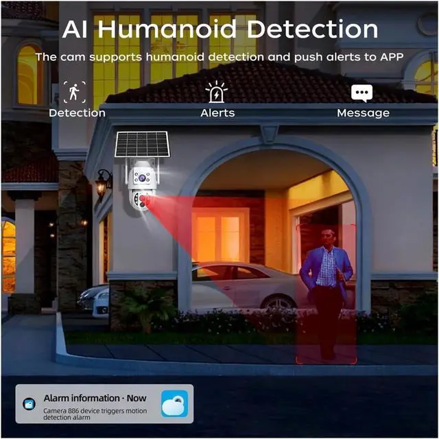 Alt view image 3 of 5 - 4MP Dual Lens Solar Battery PTZ Outdoor WiFi Security Camera