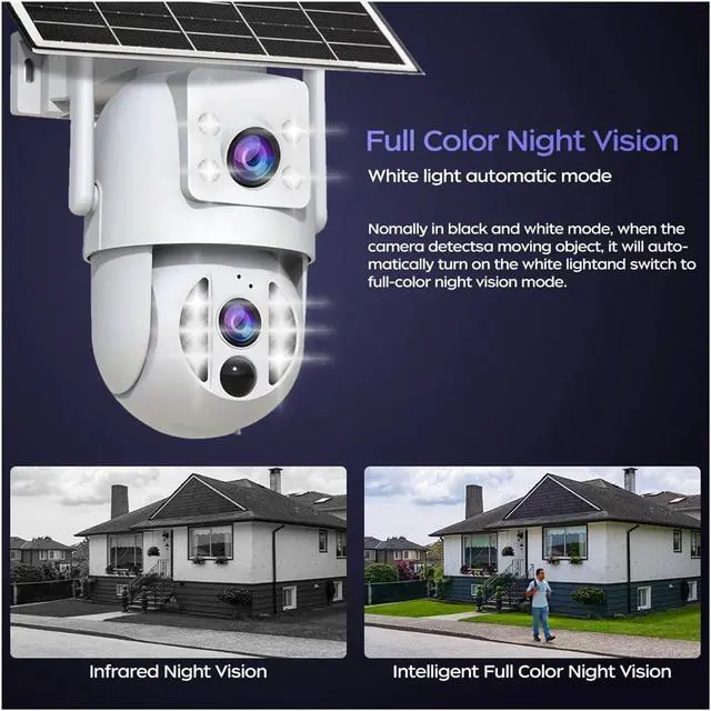 Alt view image 4 of 5 - 4MP Dual Lens Solar Battery PTZ Outdoor WiFi Security Camera