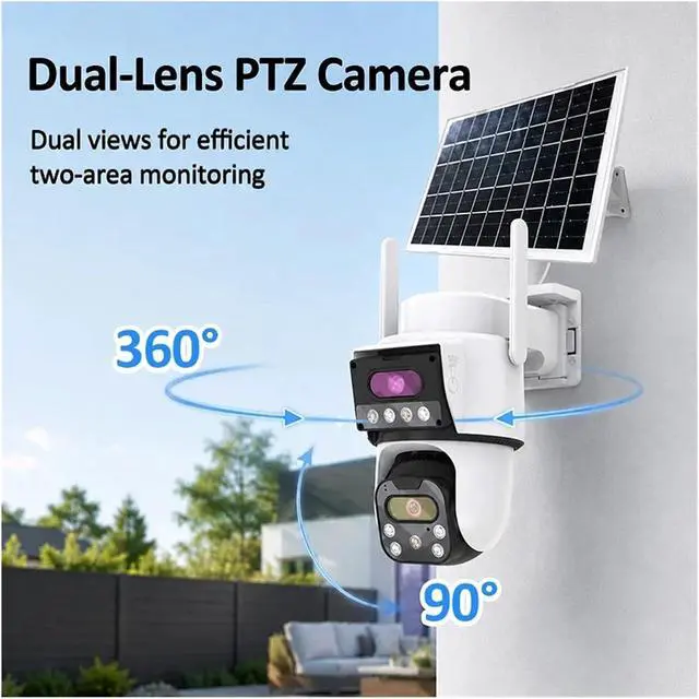 Alt view image 5 of 7 - 8MP Dual Lens 4G Solar PTZ Outdoor Security IP Camera