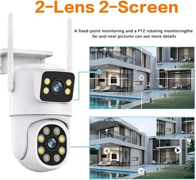 Alt view image 3 of 7 - 4K 8MP Tuya Dual Lens PTZ WiFi Outdoor Security Camera, Dual Screen Surveillance Cam with AI Human Auto Tracking, Compatible with Alexa & Google Assistant(AU,4MP No SD Card)