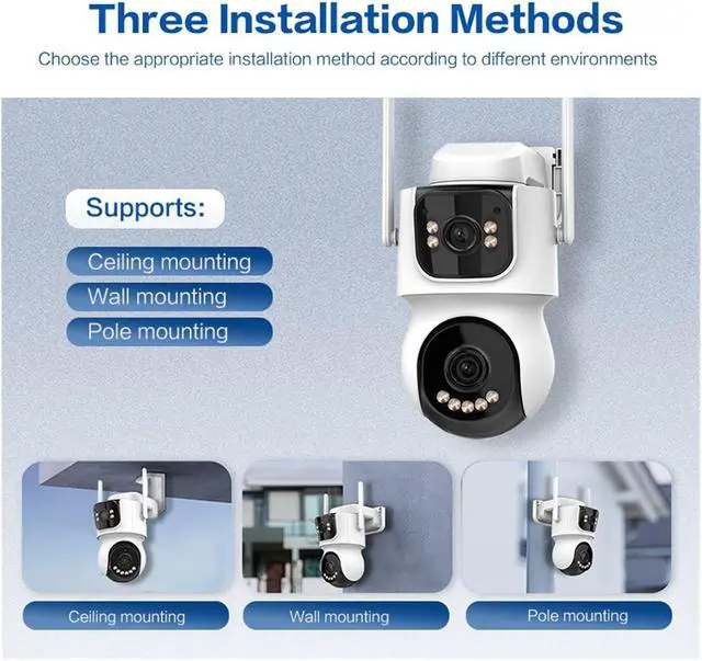 Alt view image 4 of 6 - 4MP 3 Screen Dual Lens Solar PTZ WiFi Dome IP Camera