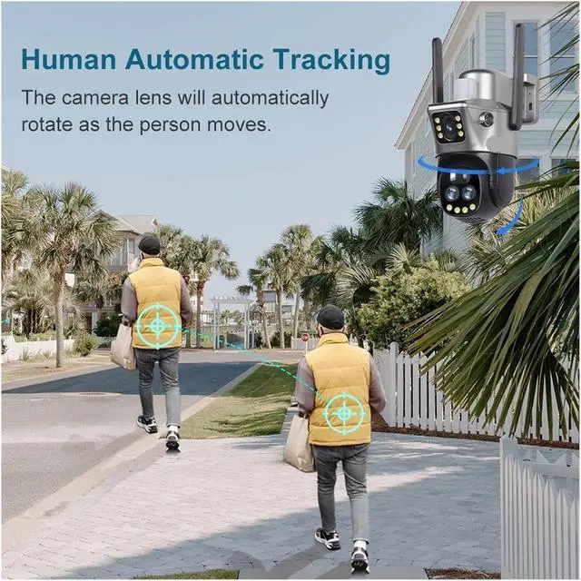 Alt view image 7 of 7 - 8MP 4K 10X Zoom Dual Screen Solar PTZ Camera V380 Pro