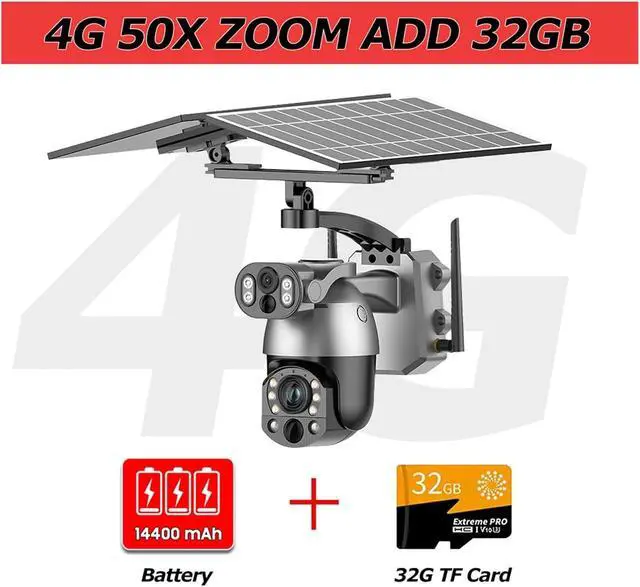 Alt view image 2 of 5 - 10MP 4K 50X Zoom 4G WiFi Solar PTZ Outdoor IP Camera