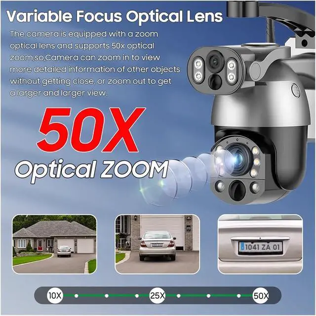 Alt view image 4 of 5 - 10MP 4K 50X Zoom 4G WiFi Solar PTZ Outdoor IP Camera
