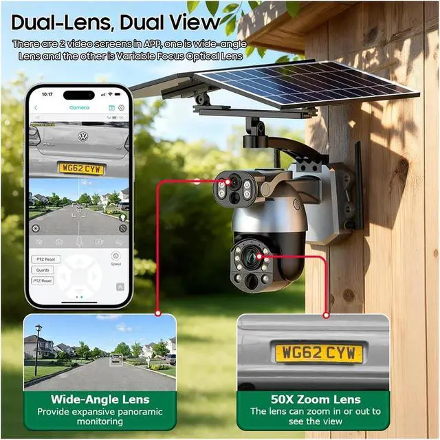 Alt view image 5 of 5 - 10MP 4K 50X Zoom 4G WiFi Solar PTZ Outdoor IP Camera