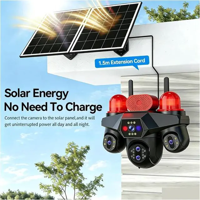 Alt view image 2 of 7 - 25MP 10X Zoom 5 Lens 4 Screen AOV 4G Solar PTZ Camera