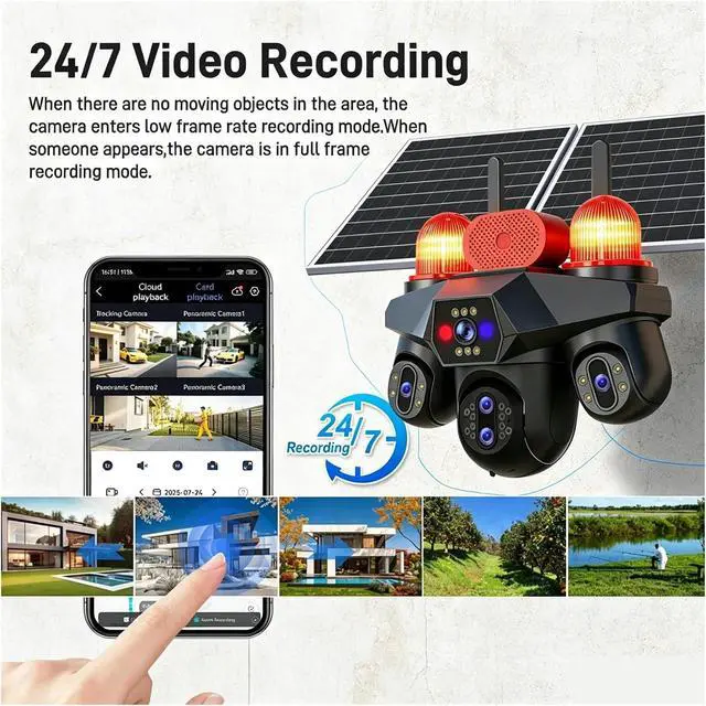 Alt view image 5 of 7 - 25MP 10X Zoom 5 Lens 4 Screen AOV 4G Solar PTZ Camera