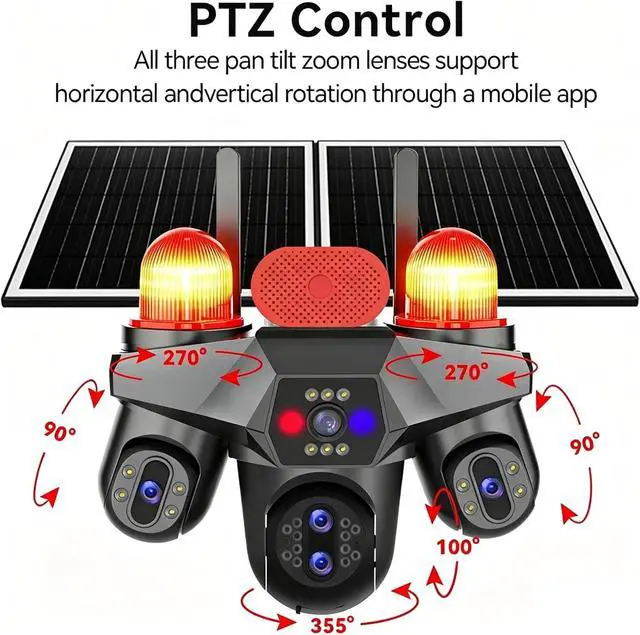 Alt view image 4 of 7 - 25MP 10X Zoom 5 Lens 4 Screen AOV 4G Solar PTZ Camera