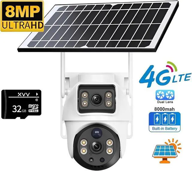 Alt view image 2 of 7 - 8MP 4K Dual Lens 4G SIM PTZ Dual View Security Camera