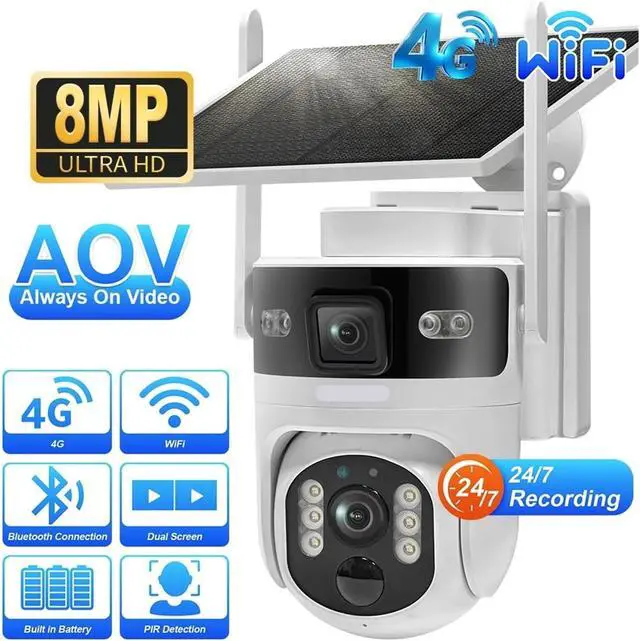 Alt view image 2 of 7 - 8MP Dual Screen AOV 4G WiFi Solar Camera Ubox Pro