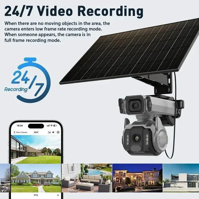 Alt view image 4 of 7 - 10MP AOV 12X Zoom Dual Screen 4G Solar Security Camera