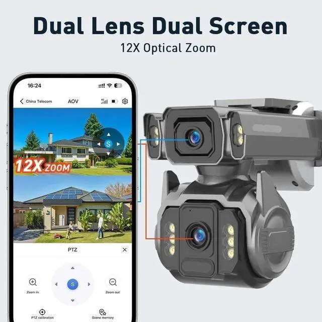 Alt view image 5 of 7 - 10MP AOV 12X Zoom Dual Screen 4G Solar Security Camera