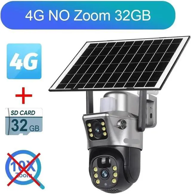 Alt view image 2 of 7 - 12MP 6K 10X Zoom Three Lens Dual Screen Solar PTZ Camera
