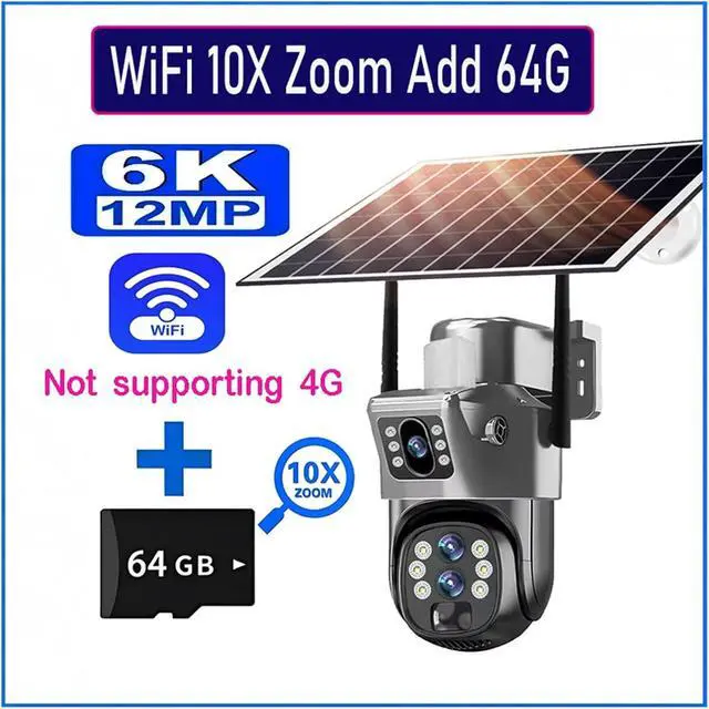 Alt view image 2 of 7 - 12MP 6K 10X Zoom Three Lens 4G WiFi Solar Camera