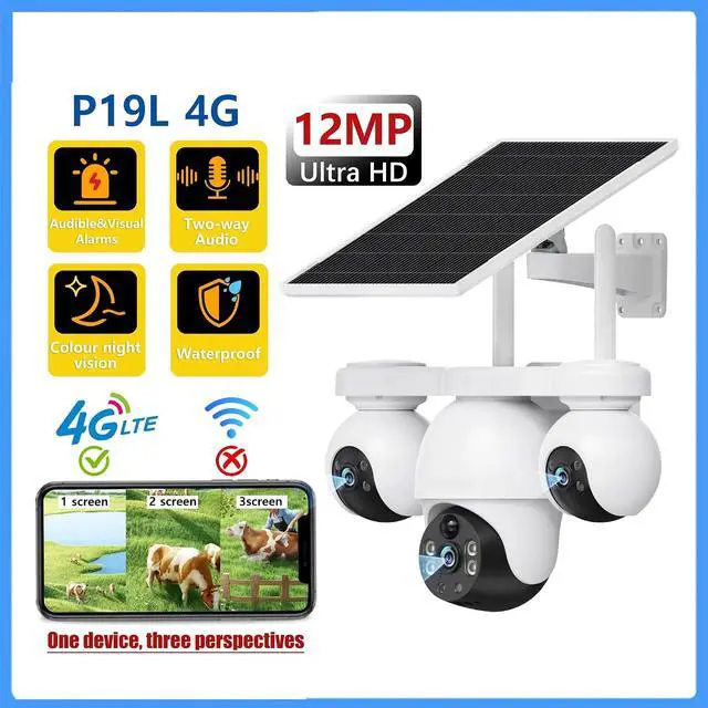 Alt view image 3 of 7 - 12MP V380 PRO 4G Solar 360° Full Color Night Vision Camera