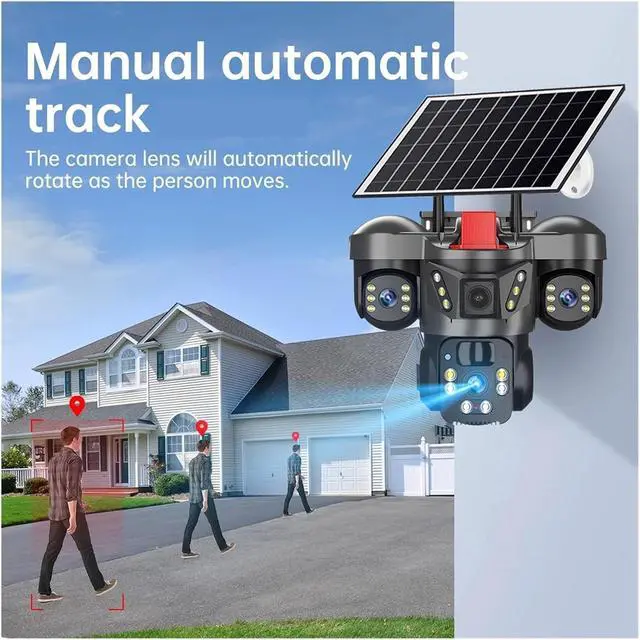 Alt view image 6 of 7 - 15MP 3 Lens 3 Screen 4G WiFi Solar Outdoor Security Camera