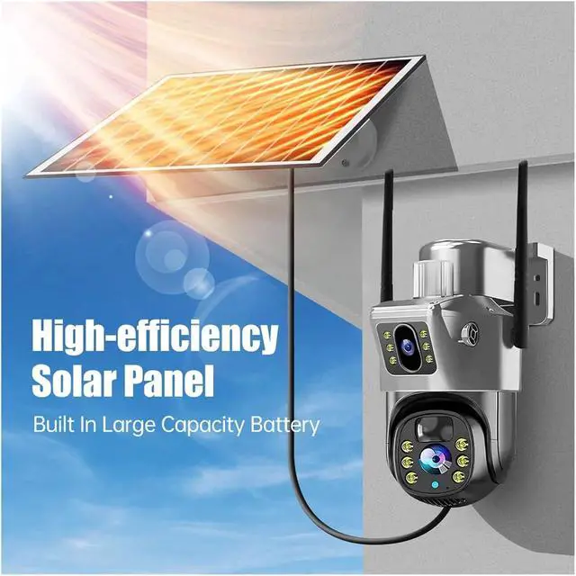 Alt view image 4 of 7 - 4K 8MP Dual Screen Solar PTZ Security Camera, Outdoor Wireless WiFi Cam with PIR Human Auto Tracking & IP66 Waterproof