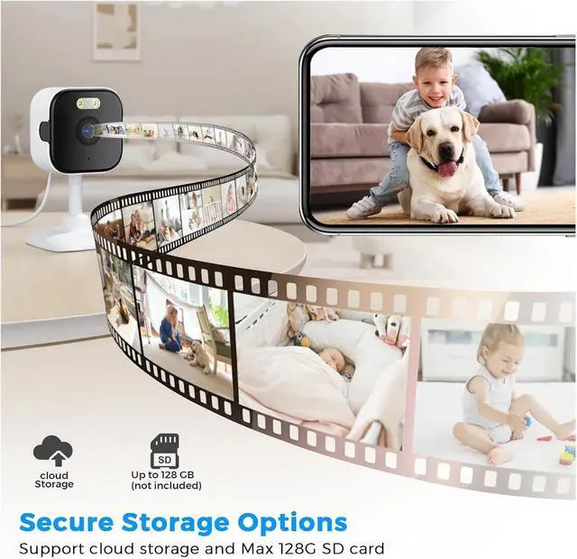 Alt view image 5 of 6 - 5MP Mini Indoor 2.4G WiFi Cube Security Camera