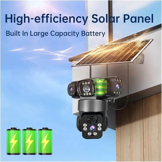 Alt view image 4 of 7 - 15MP Triple Lens Three Screen 4G Solar PTZ Camera