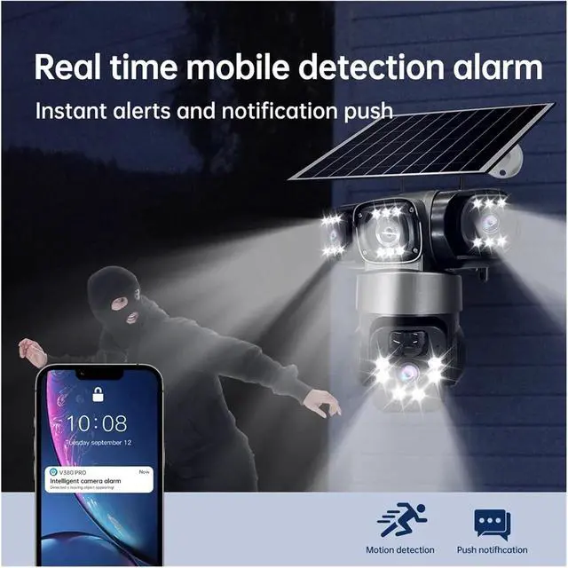 Alt view image 7 of 7 - 15MP Triple Lens Three Screen 4G Solar PTZ Camera