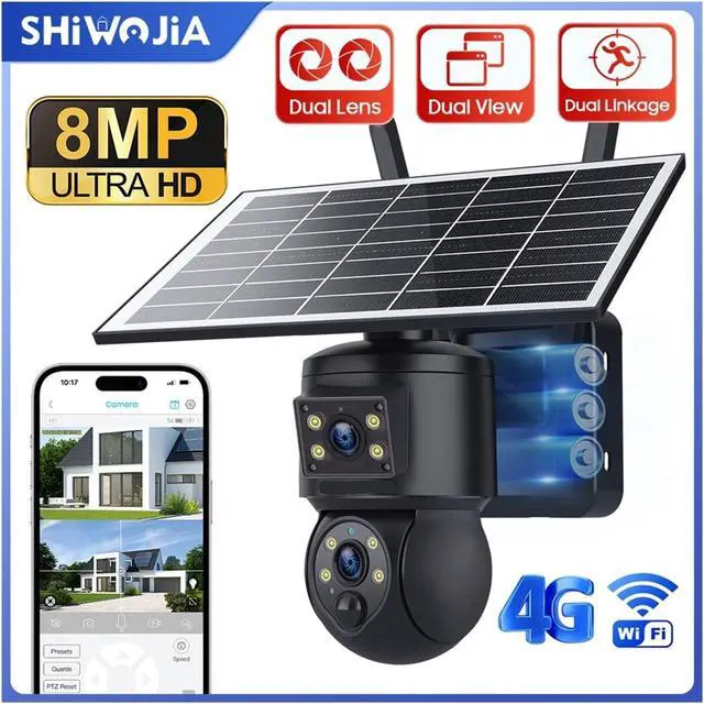 Alt view image 2 of 7 - 8MP Dual Lens Solar PTZ Outdoor Security Camera