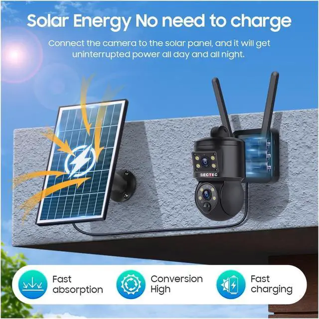 Alt view image 3 of 7 - 8MP Dual Lens Solar PTZ Outdoor Security Camera