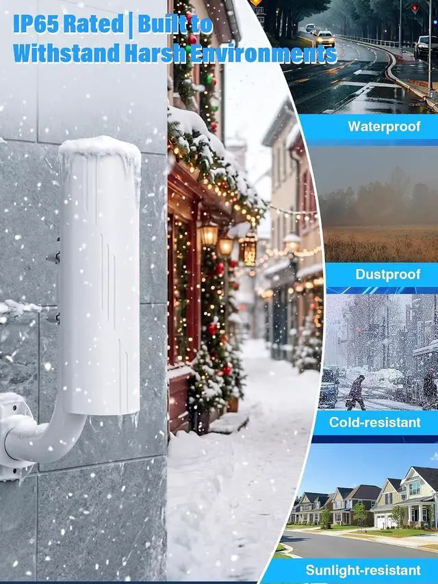 Alt view image 7 of 7 - Wireless Outdoor Point to Point Bridge, 5KM Long Range 5.8GHz WiFi Bridge Extend Network to Barn & Security Camera System, IP66 Weatherproof with 14dBi MIMO Antenna Compatible with Starlink